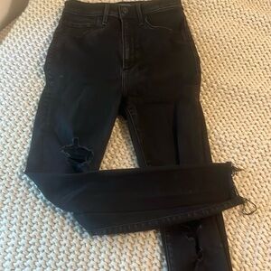Black ripped ultra high rise super skinny ankle Abercombie and fitch jeans